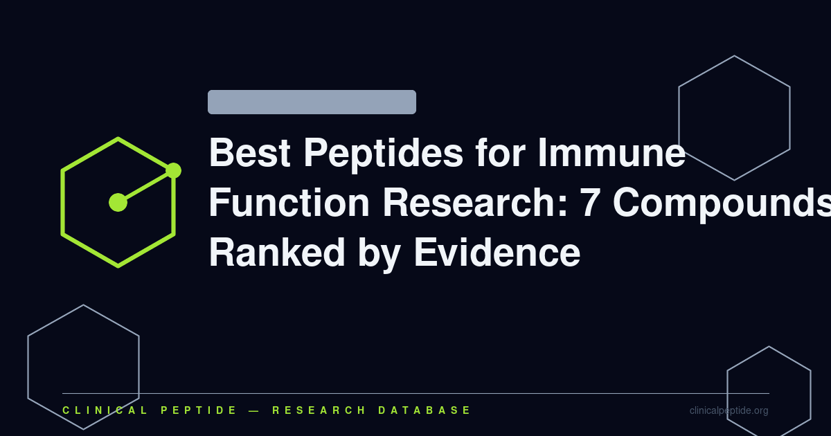 Abstract network of interconnected molecular nodes representing seven peptides studied in immune function research.