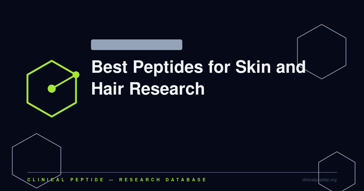 Abstract hexagonal molecule motif representing the seven peptides studied in skin and hair research, including GHK-Cu and collagen-targeting compounds.