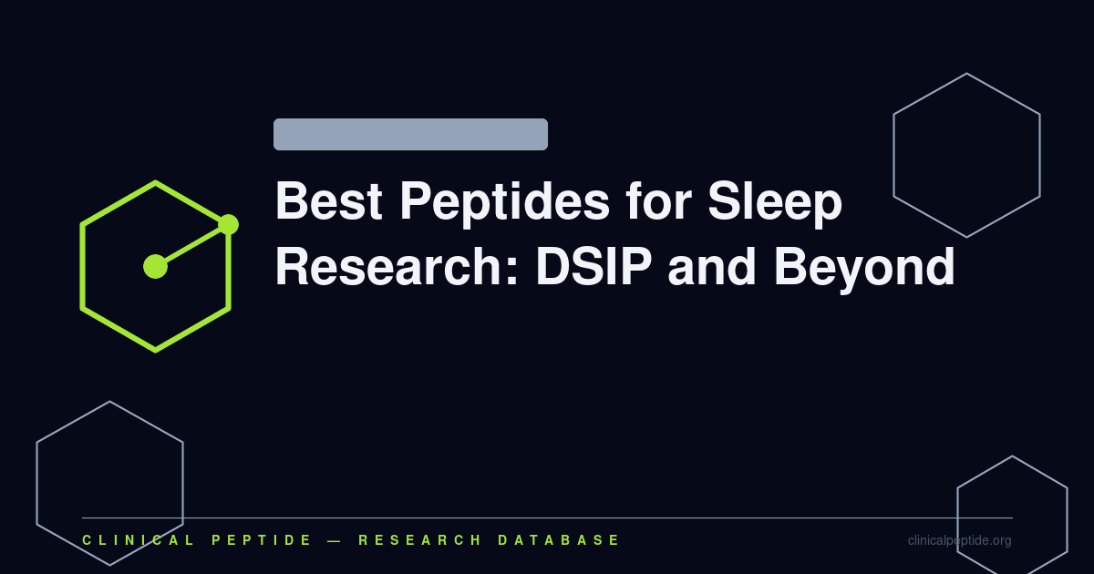 Abstract hexagonal molecule motif on dark background representing peptide sleep research compounds including DSIP, sermorelin, and epitalon.