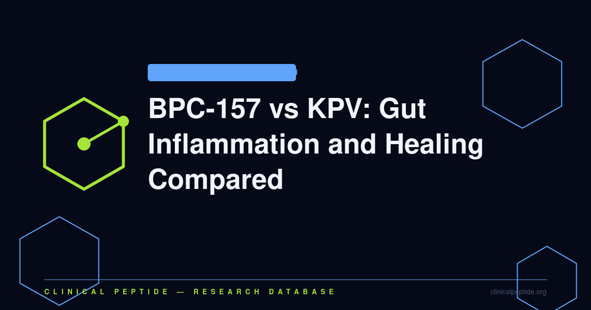 Abstract hexagonal molecule motif representing the comparison between BPC-157 pentadecapeptide and KPV tripeptide in gut inflammation research.