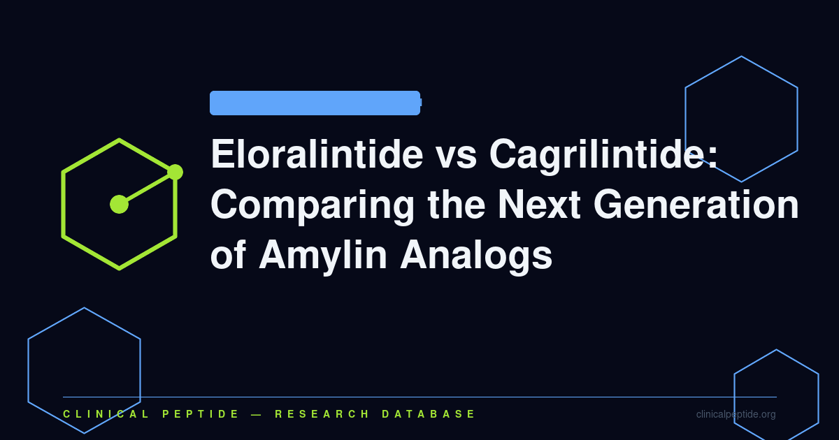 Abstract hexagonal molecule motif representing amylin receptor agonism research comparing eloralintide and cagrilintide.