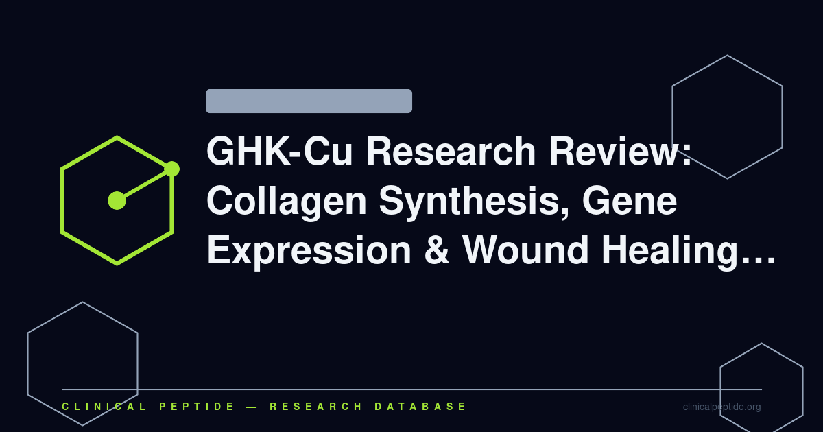 Abstract molecular lattice representing GHK-Cu copper peptide and its role in collagen synthesis, gene expression modulation, and wound healing research.