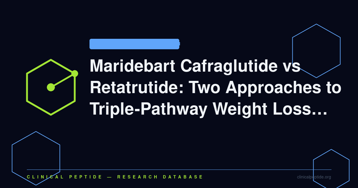 Abstract molecular diagram contrasting a peptide-antibody conjugate with a triagonist peptide in GLP-1 and GIP obesity research.