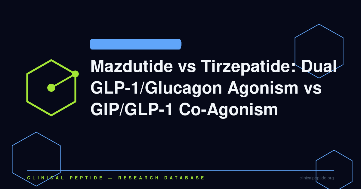 Abstract hexagonal molecule motif representing dual-receptor incretin agonism research comparing mazdutide and tirzepatide.