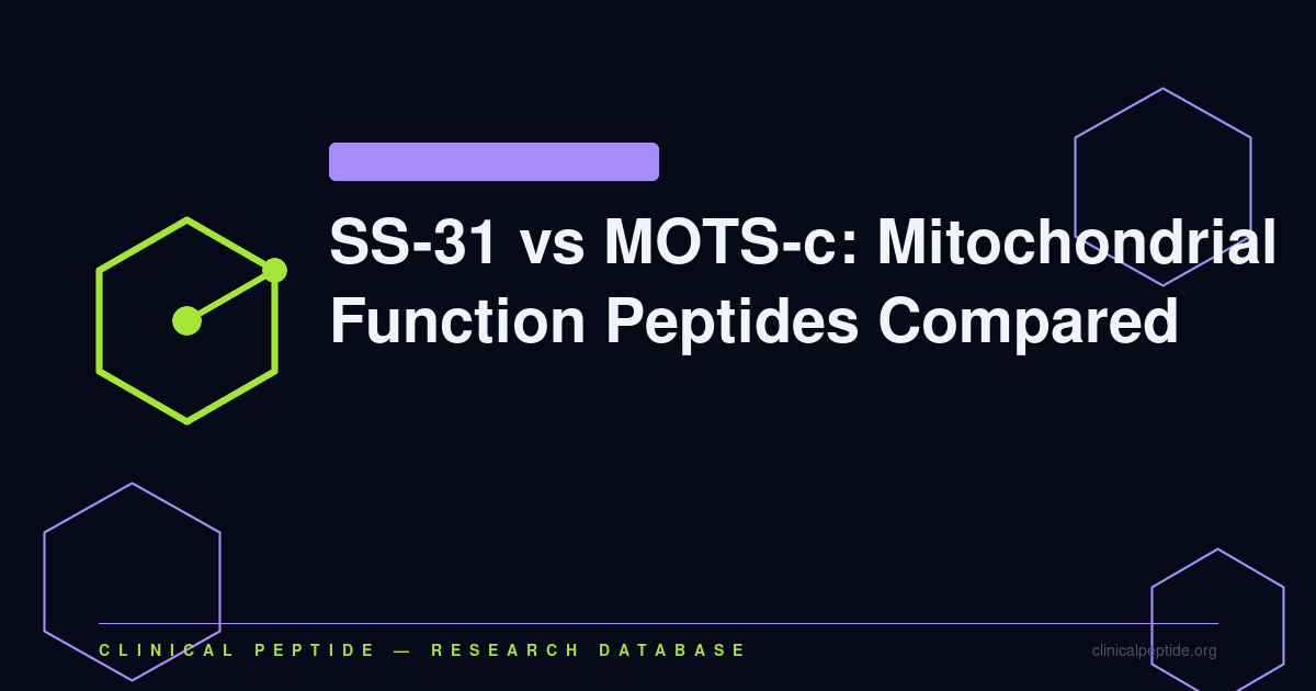 Abstract hexagonal diagram representing MOTS-c mitochondria-derived peptide and AMPK metabolic signaling research.