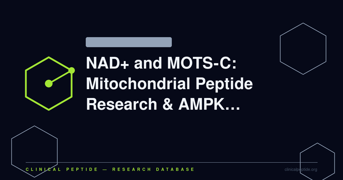Abstract mitochondrial network motif representing MOTS-C peptide and NAD+ signaling crosstalk in preclinical metabolic research.