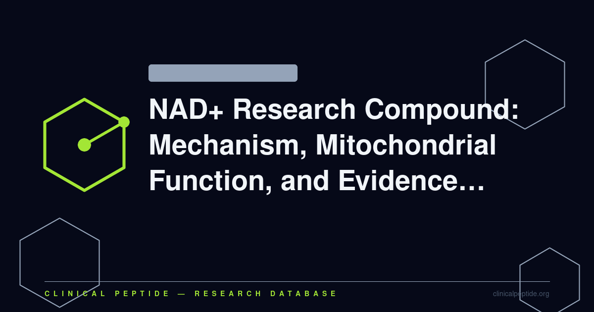 Abstract molecular diagram representing NAD+ coenzyme redox chemistry and its crosstalk with mitochondrial peptide signaling.