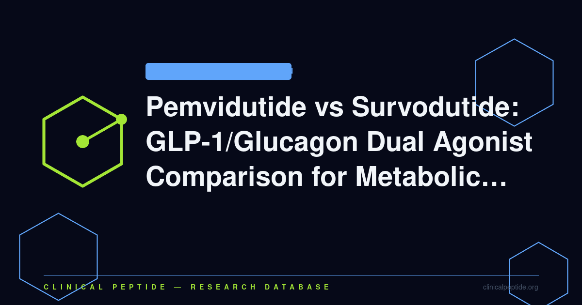 Abstract hexagonal molecule motif representing dual GLP-1/glucagon receptor agonist research on pemvidutide and survodutide.