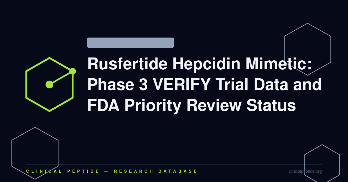 Abstract molecular network motif representing rusfertide hepcidin-mimetic peptide research in polycythemia vera.