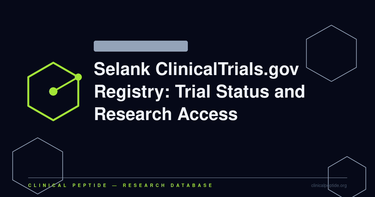 Abstract neural network motif representing Selank peptide research and its ClinicalTrials.gov registry status.