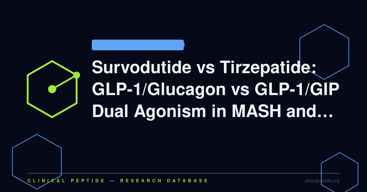 Hexagonal molecule motif representing the receptor comparison between survodutide and tirzepatide in metabolic research.